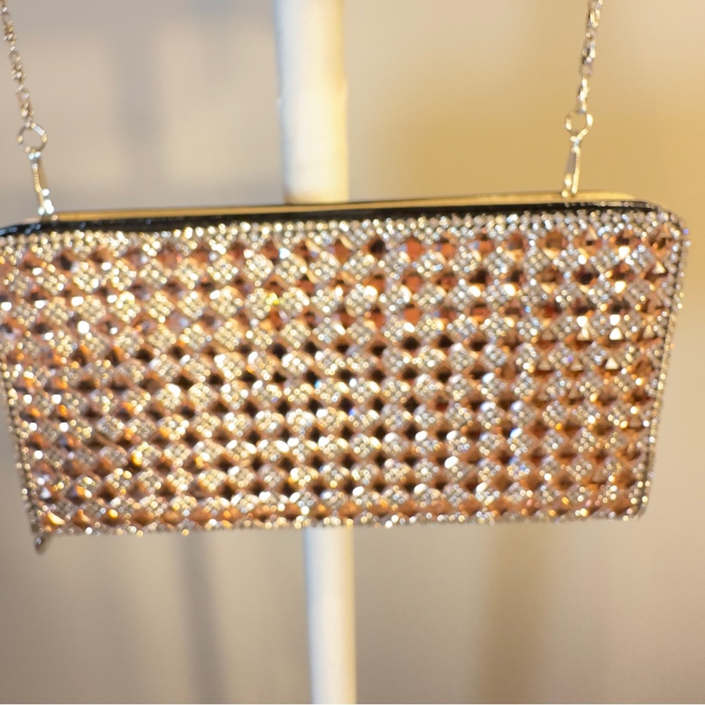Clutch with Chain, Gold Bling‎ Bag